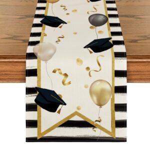 artoid mode stripes balloon trencher cap 2023 graduation placemat for dining table, 12 x 18 inch holiday rustic vintage washable table mat set of 4