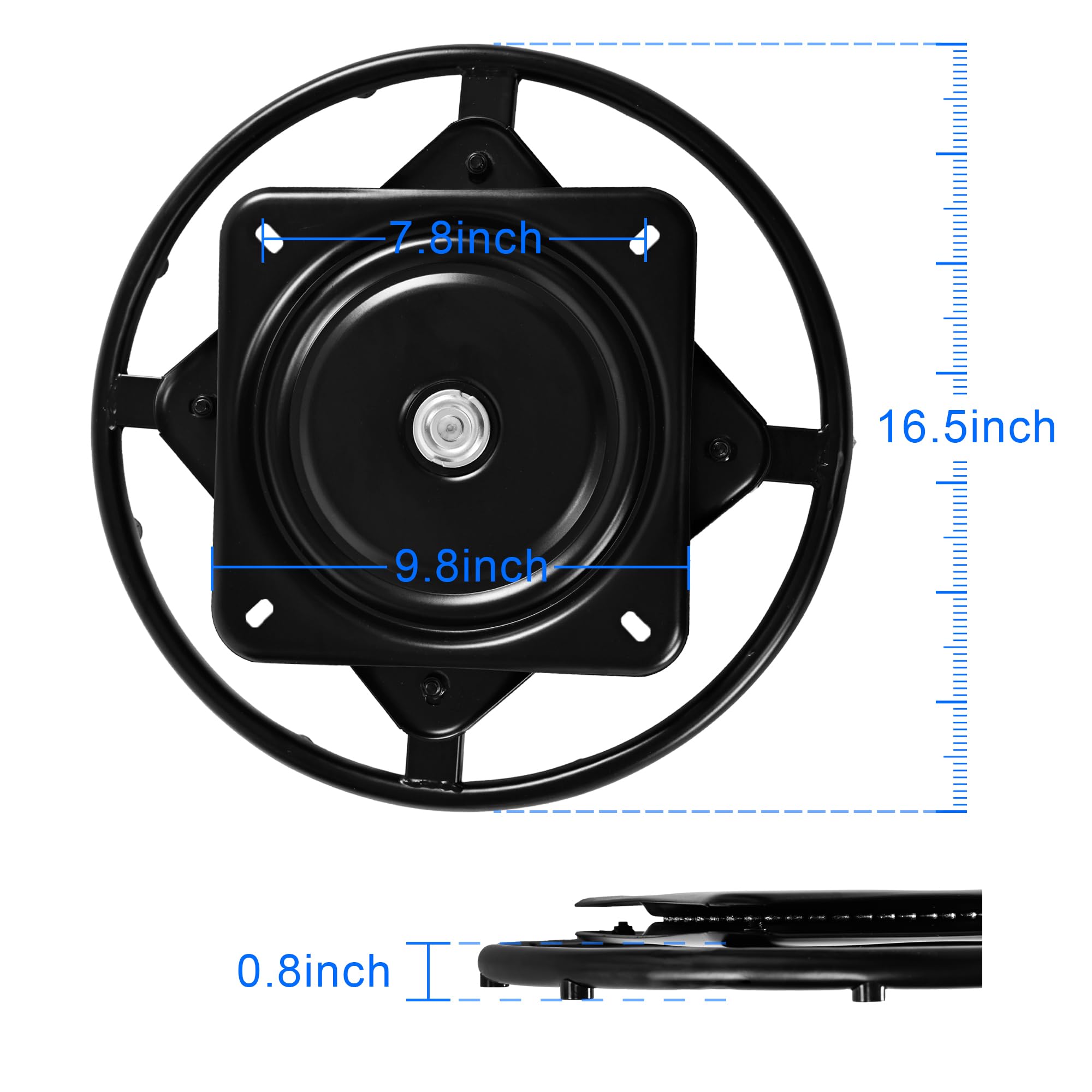 yaaqoo 16.5inch Furniture Ring Base w Swivel Base Replacement 360 Degrees Rotate with 10 Inch Plate for Recliner Sofa Chairs