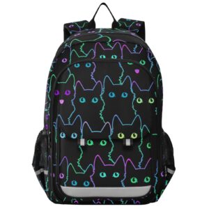 cute black cat silhouettes backpack for women men, large student school bookbag 15.6 in laptop bag purse travel casual daypack