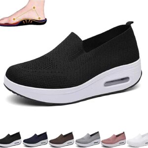 Women's Orthopedic Sneakers,Air Cushion Slip-On Walking Shoes, Mesh Stretch Platform Sneakers, Comfortable Casual Fashion Sneaker Walking Shoes (Color : Black, Size : 5.5)