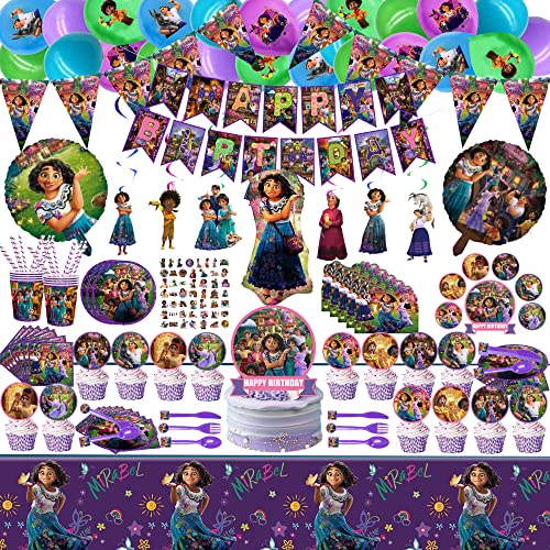 286 PCS Birthday Party Supplies for 20 Guests, Birthday Decorations included Happy Birthday Banner, Pennants, Balloons, Hanging Swirls, Invitation Cards, Tableware, Cake Toppers