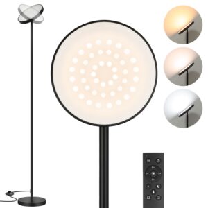bright floor lamp, 2400lm led floor lamp for living room, torchiere floor lamps with 2700k-6000k stepless dimming, 69" tall modern standing lamp with remote & foot switch for bedroom office