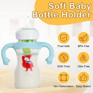 Baby Bottle Handles,4 Pack Silicone Baby Bottle Holder with Easy Grip Handles to Hold Their Own Bottle,Bottle Handles for 1.85" to 2.62" Diameter Baby Bottles and Straw Bottles