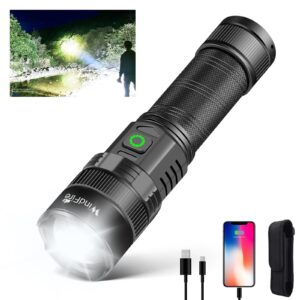 windfire rechargeable led flashlights high lumens, 100000 lumens xhp70 super bright powerful tactical flashlight 5 modes zoomable handheld waterproof flashlight for emergencies camping hiking