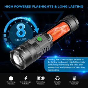 WINDFIRE Rechargeable LED Flashlights High Lumens, 100000 Lumens XHP70 Super Bright Powerful Tactical Flashlight 5 Modes Zoomable Handheld Waterproof Flashlight for Emergencies Camping Hiking