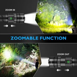 WINDFIRE Rechargeable LED Flashlights High Lumens, 100000 Lumens XHP70 Super Bright Powerful Tactical Flashlight 5 Modes Zoomable Handheld Waterproof Flashlight for Emergencies Camping Hiking