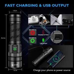 WINDFIRE Rechargeable LED Flashlights High Lumens, 100000 Lumens XHP70 Super Bright Powerful Tactical Flashlight 5 Modes Zoomable Handheld Waterproof Flashlight for Emergencies Camping Hiking