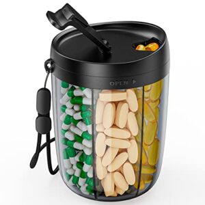 large supplement organizer bottle, holds plenty of vitamins in 1 monthly pill dispenser with anti-mixing & wide openings design, easy to retrieve meds, includes 20 pcs stick-on labels