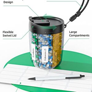 Large Supplement Organizer Bottle, Holds Plenty of Vitamins in 1 Monthly Pill Dispenser with Anti-Mixing & Wide Openings Design, Easy to Retrieve Meds, Includes 20 Pcs Stick-on Labels