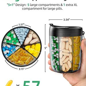 Large Supplement Organizer Bottle, Holds Plenty of Vitamins in 1 Monthly Pill Dispenser with Anti-Mixing & Wide Openings Design, Easy to Retrieve Meds, Includes 20 Pcs Stick-on Labels