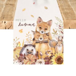 fall thanksgiving table runner, fall table decorations pumpkin animals autumn table runners seasonal fall thanksgiving holiday decor for indoor outdoor dining table 13x72 inches