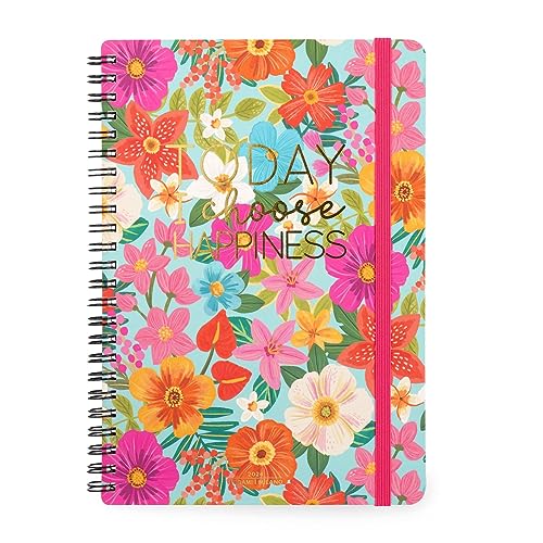 Legami - Spiral Large Weekly Planner, 12 Months, from January 2024 to December 2024, Folding Planner 2024/2025, Elastic Closure, Final Pocket, Address Book, 15 x 21 cm, Flowers Theme