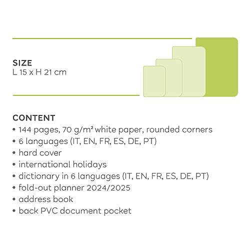 Legami - Spiral Large Weekly Planner, 12 Months, from January 2024 to December 2024, Folding Planner 2024/2025, Elastic Closure, Final Pocket, Address Book, 15 x 21 cm, Flowers Theme