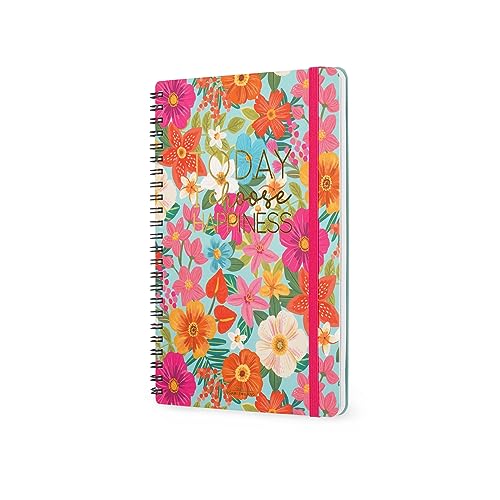 Legami - Spiral Large Weekly Planner, 12 Months, from January 2024 to December 2024, Folding Planner 2024/2025, Elastic Closure, Final Pocket, Address Book, 15 x 21 cm, Flowers Theme