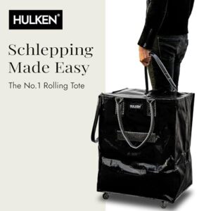 HULKEN - (Large, Black) Reusable Grocery Bag On Wheels, Shopping Trolley, Rolling Tote, Zipper Closure, Lightweight, Carries Up to 66 lb, Folds Flat, Unbreakable Handles