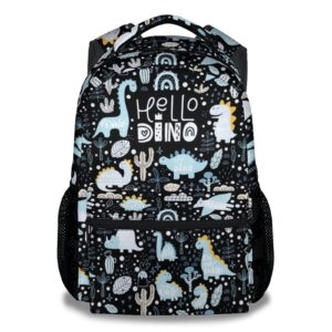 nicefornice dinosaur backpacks boys - 16 inch cute backpack for school - black lightweight bookbag for kids