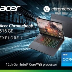 Acer Chromebook 516 GE 16'' QHD (Intel 12th Gen Core i5-1240P, 8GB RAM, 512GB PCIe SSD, RGB Backlit) Cloud Gaming & Business Laptop, WiFi 6E, RJ45, FHD, IST Cable, Chrome OS - 2023, Titanium Gray