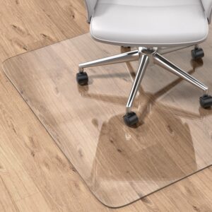 office chair mat for hardwood floor, 36"×47" fully clear desk chair mat for rolling chairs, 2mm heavy duty floor protector mat for home office, easy glide, flat without curling