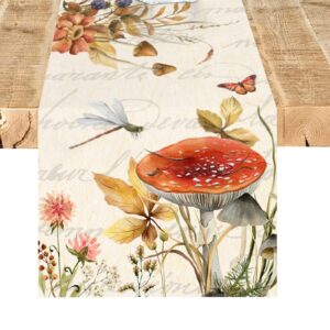 fall mushroom table runner 72 inches long autumn pumpkin thanksgiving table runner mushroom decorations for home