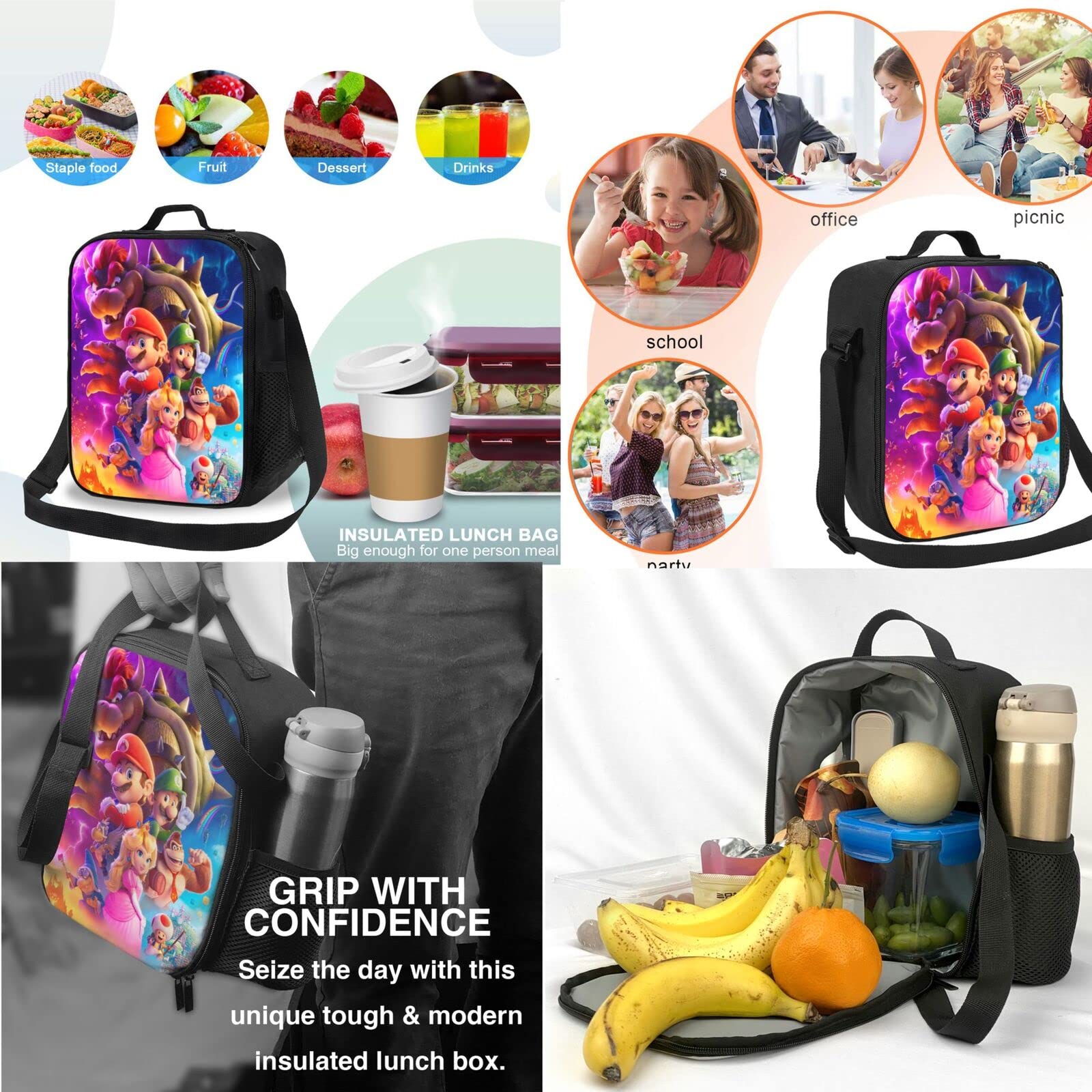 Super Cute Bros Backpacks Set 3d Casual Light Weight Backpack Bookbag 3 Pice With Lunch Box Lunch Bag And Pencil Case Pencil Bag For Girls Boys Teens