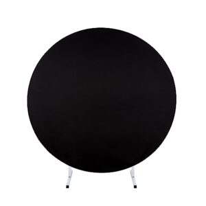 Black Round Backdrop Cover Circle Halloween Photography Party Background 7.2x7.2ft Birthday Backdrop for Halloween Party Baby Shower Decor