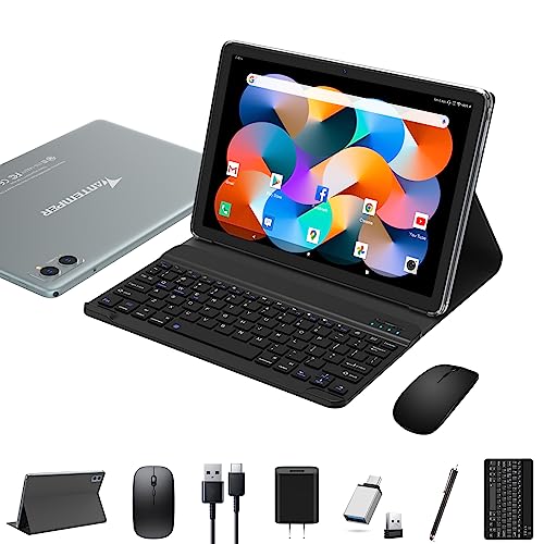 Tablet Android 2024 10 Inch Tablet, 2-In-1 Octa-Core Tablet with 128GB + 1TB Expansion, 13+8MP Dual Camera, 5G WIFI, HD Touch Screen, Tablet with Keyboard, Mouse, Bluetooth, GPS, Foldable Case