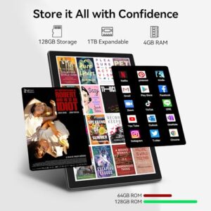 Tablet Android 2024 10 Inch Tablet, 2-In-1 Octa-Core Tablet with 128GB + 1TB Expansion, 13+8MP Dual Camera, 5G WIFI, HD Touch Screen, Tablet with Keyboard, Mouse, Bluetooth, GPS, Foldable Case