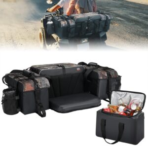 kemimoto atv storage bags with cooler bag, 76l large atv bags rear rack bag, upgraded 4 atv cargo rear seat bags compatible with polaris sportsman fourtrax can-am kawasaki arctic cat cfmoto