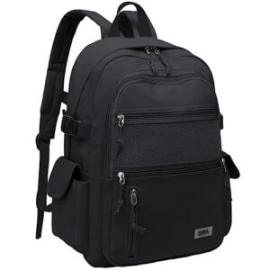h hikker-link water resistant laptop backpack 15.6 inch causal daypack for travel work black