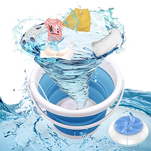 Portable Washing Machine 5L Wash Bucket Foldable Small Portable Laundry Machine Mini Washing Machine Ultrasonic Turbine Washer for Underwear, Sock, Baby Clothes, Travel, Camping, Dorm, RV, Home