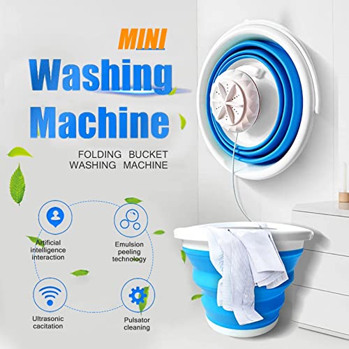 Portable Washing Machine 5L Wash Bucket Foldable Small Portable Laundry Machine Mini Washing Machine Ultrasonic Turbine Washer for Underwear, Sock, Baby Clothes, Travel, Camping, Dorm, RV, Home