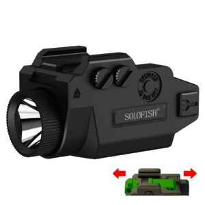 solofish 650 lumens pistol light with strobe & memory, slidable tactical flashlight, rail-mounted gun light compatible with glock pistols w/picatinny， rechargeable