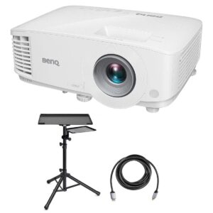 benq mh733 full hd network business projector, 4000 lumens bundle with laptop stand and accessory tray, hdmi 2.0 cable
