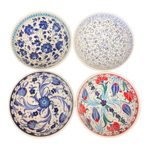 ceramic bowl, 6”, turkish 100% handmade, hand painted bowl, decorative bowl for rice, ramen, soup, cereal, mini salad and fruit, serving dish-soup (1pc) (blue moon)