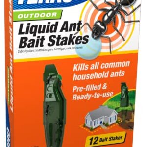 TERRO T1813B Outdoor Ready-to-Use Liquid Ant Bait Stake Killer Trap - Kills Common Household Ants 12 Stakes