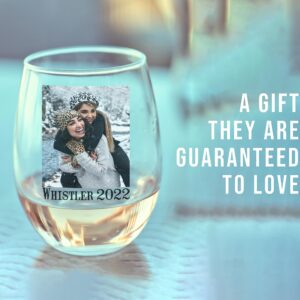 Personalized 17oz Printed Photo Picture Stemless Wine Glass – Birthday Gifts for Women Friendship, Best Friend Gift Ideas, Girls Trip Gift Unique Funny, Fun Gifts for Friends Female Sister, Cute Cup