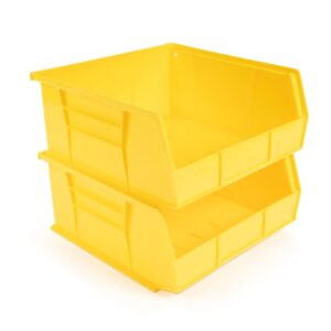 Hudson Exchange 11" x 11" x 5" Plastic Stackable Storage Bin and Hanging Container (Yellow)