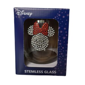 Disney Rhinestone | Stemless Wine Glass Inspired | Mickey Minnie Fan | Funny Birthday, Christmas, Mother's Day, Father's Day, Graduation Gift (Minnie)