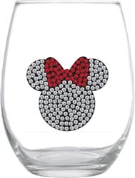 Disney Rhinestone | Stemless Wine Glass Inspired | Mickey Minnie Fan | Funny Birthday, Christmas, Mother's Day, Father's Day, Graduation Gift (Minnie)