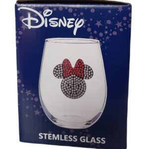 Disney Rhinestone | Stemless Wine Glass Inspired | Mickey Minnie Fan | Funny Birthday, Christmas, Mother's Day, Father's Day, Graduation Gift (Minnie)