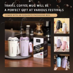 Travel Coffee Mug 16 oz, Insulated Coffee Cups with Lid, Thermos Stainless Steel Coffee Mugs Spill Proof, Double Wall Vacuum Tumbler, Reusable To Go Mug for Hot/Ice Coffee