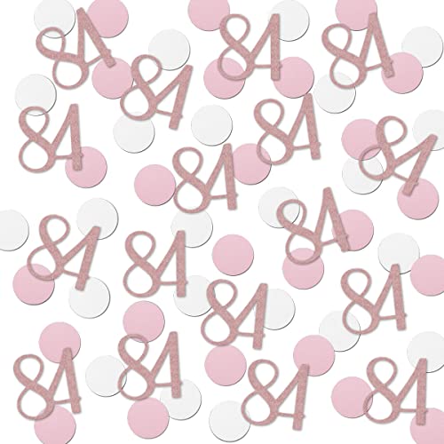 Rose Gold 84 Confetti, 84th Glitter Birthday Number Confetti, 200pcs Anniversary Party Table Decoration Supplies