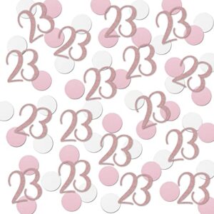rose gold 23 confetti, 23rd glitter birthday number confetti, 200pcs anniversary party table decoration supplies