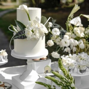 4 Pcs White Cake Stand Set Round Metal Cake Stands Metal Cupcake Holder White Dessert Table Display Set for Wedding Birthday Party Baby Shower Anniversaries Supplies
