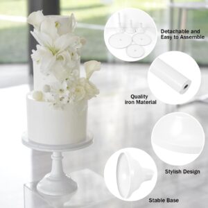 4 Pcs White Cake Stand Set Round Metal Cake Stands Metal Cupcake Holder White Dessert Table Display Set for Wedding Birthday Party Baby Shower Anniversaries Supplies