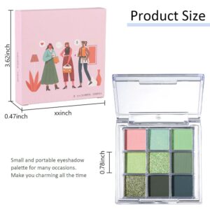 CAKAILA 9 Colors Green Highly Pigmented Colorful Eyeshadow Palette,Matte Shimmer Forest Emerald Green Eye Shadow Makeup Palettes,Long Lasting Waterproof Eye Makeup Palette