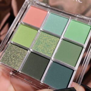 CAKAILA 9 Colors Green Highly Pigmented Colorful Eyeshadow Palette,Matte Shimmer Forest Emerald Green Eye Shadow Makeup Palettes,Long Lasting Waterproof Eye Makeup Palette