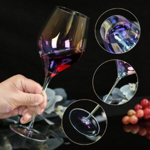 Wine Glasses Set of 2, 22OZ Hand Blown White and Red Wine Glasses. Lead-Free Premium Crystal Iridescent Glasses. Light for Best Wine Tasting, Perfect Gifts for Valentine's Day, Anniversary, Birthday