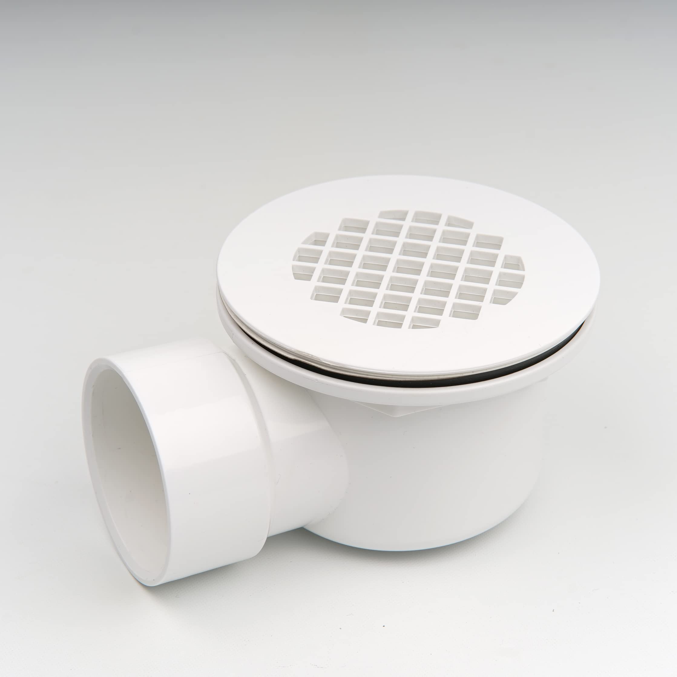 2" Low Profile Shower Drain with 2" x 1-1/2" Reducer Pipe Fitting and Perforated Strainer- PVC Side Outlet Drain Assembly for Replacement Shower Base and Drain