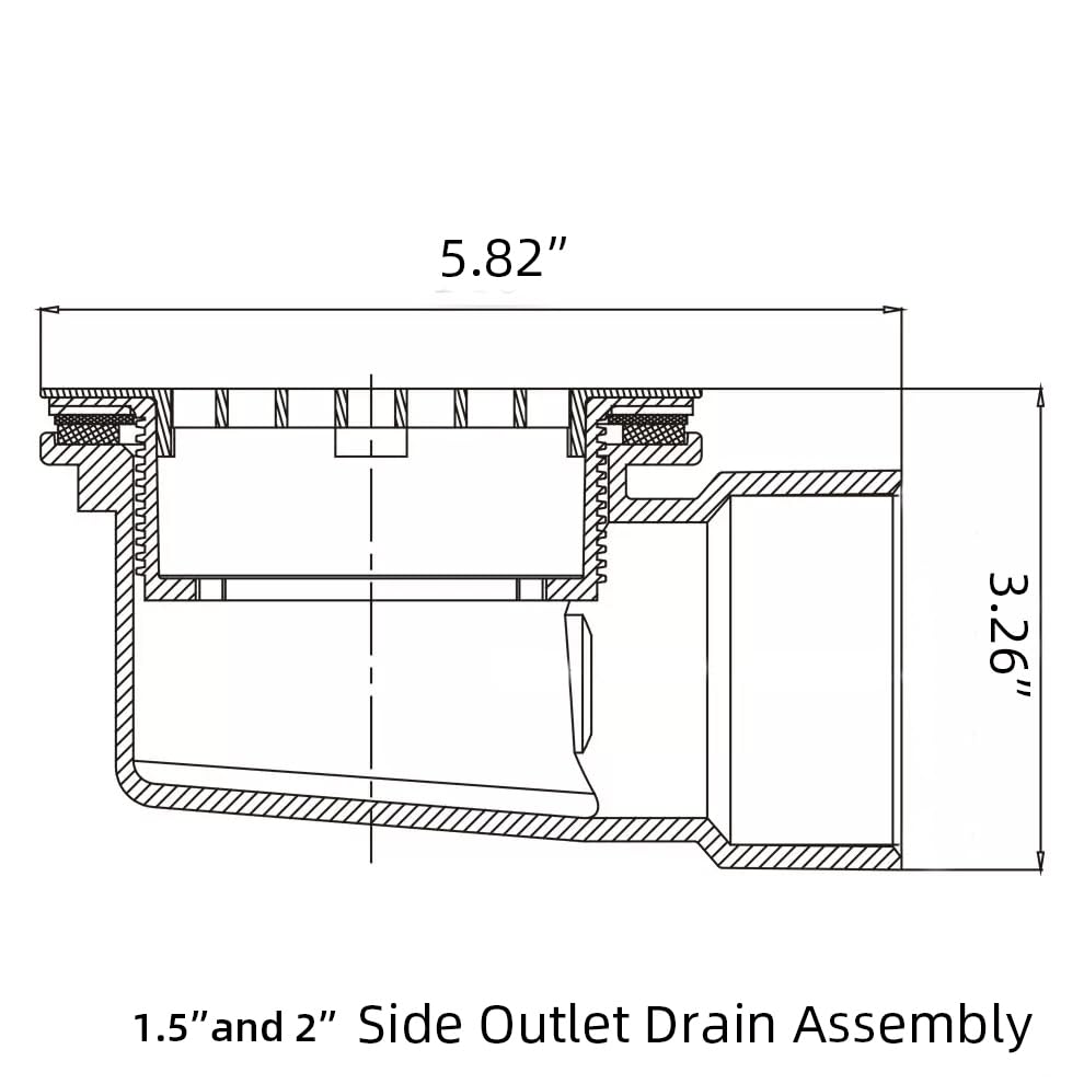 2" Low Profile Shower Drain with 2" x 1-1/2" Reducer Pipe Fitting and Perforated Strainer- PVC Side Outlet Drain Assembly for Replacement Shower Base and Drain